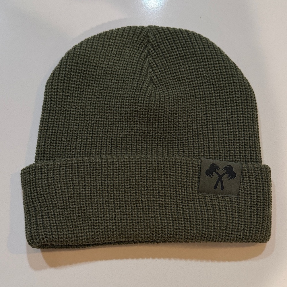 In-N-Out Crossed Palm Olive Knit Beanie